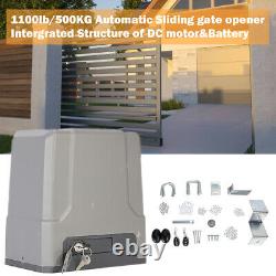 1100lb/500kg Auto-sensing Sliding Gate Opener Kit 150W DC Motor Solar Compatible
