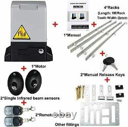 1800lbs Automatic Sliding Gate Opener Kit Electric Motor Operator with2 Remotes