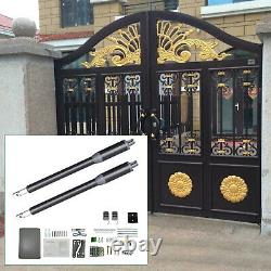 24VDC Automatic Gate Opener Dual Arm Swing Heavy Duty Kit Up to 662lb & Remote