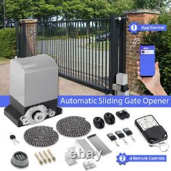 3300LBS Automatic Sliding Gate Opener Operator Kit 4 Remote & APP Control+ Chain