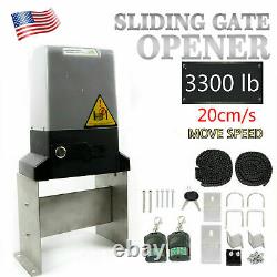 3300 Lbs Sliding Electric Gate Opener Automatic Motor Remote Kit Fencing Set US