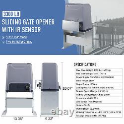 3300lb Electric Sliding Gate Opener Operator Gates Kit Automatic Remote Control