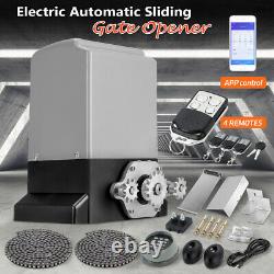 3300lbs Electric Automatic Sliding Gate Opener Motor Kit APP Control & 4 Remotes