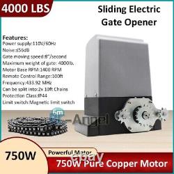 4000lbsElectric Automatic Sliding Gate Opener Door Operator Kit Heavy Duty Chain