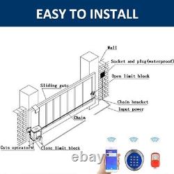 4400lbs Electric Automatic Sliding Gate Opener Motor APP+Keypad+6 Remote Control