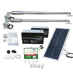 600KG Double Swing Automatic Gate Opener Kit Solar Power 24V 50M Remote Control