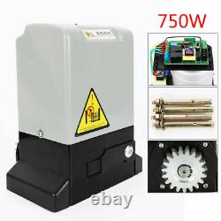 750W Automatic Sliding Gate Opener Kit With 2 Clutch Keys+2 Remote Control 4400lbs