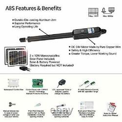 A8S Automatic Gate Opener Kit Heavy Duty Solar Single Gate Operator for