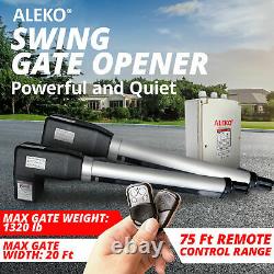 ALEKO Gate Opener For Dual Swing Gates up to 20 ft and 1320 Lb Back Up Kit