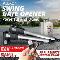 ALEKO Solar Powered Full Kit Swing Gate Operator For Dual Gates up to 1320 lb