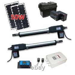 ALEKO Solar Powered Kit Swing Gate Operator For Dual Gates up to 1320 lb