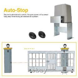 Auto-sensing Sliding Gate Opener Kit 150W DC Motor Solar Compatible 1100lb/500kg