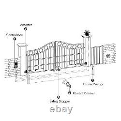 Automatic Electric Dual Swing Gate Opener Kit 661lb 8' with 2 Remote Controls
