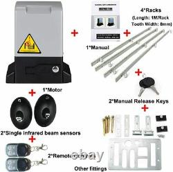 Automatic Electric Sliding Gate Opener Kit with4 Gear Racks 2 Remotes 2 Sensors