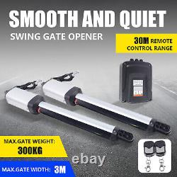 Automatic Electric Swing Double Arm Gate Opener Kit With 2 Remote Control 300kg