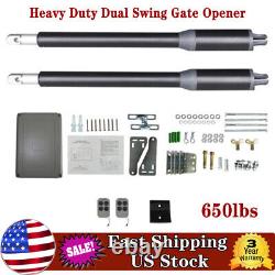 Automatic Gate Opener Kit Operator for Dual Swing Gates Up to 650lb With Remote