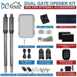 DCHOUSE Heavy Duty Auto Gate Opener Kit Dual Swing 880lbs/400KG With 7AH Battery