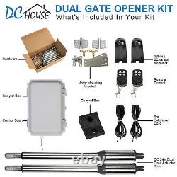 DCHOUSE Solar Automatic Gate Opener Dual Swing Gate Opener 880lbs Kit WithKeypad
