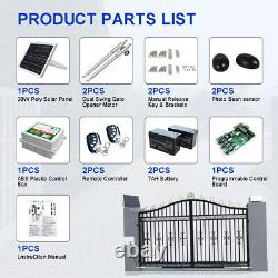 DC 24V Solar Double Automatic Swing Gate Opener Remote Door Kit Swing Gates
