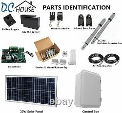 DC HOUSE Solar Automatic Gate Opener Kit Heavy Duty Dual Swing Up to 16.4 Feet