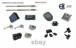 E8 500MM Dual Swing Gate Opener Entry Exit Kit With Wired Keypad and Push Button