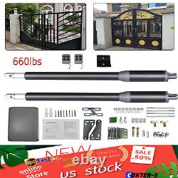 Electric Arm Dual Swing Gate Opener Automatic Kit with Remote Up to 650lbs