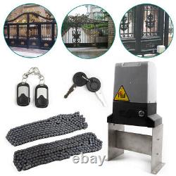Electric Sliding Gate Opener Automatic Motor Remote Kit Heavy Duty Chain 3300LBS