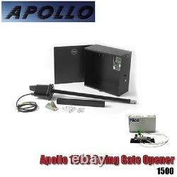 Gate Opener Single Swing Apollo 1500 16ft/600lb Complete Kit 1 Receiver 2 Remote