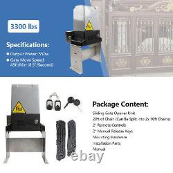 Heavy Duty Electric Sliding Gate Opener Automatic Motor Remote Kit 3300LBS