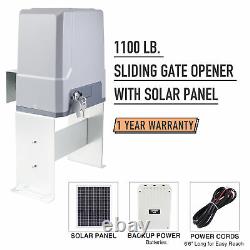 Power Sliding Gate Opener w 20W Solar Panel Kit Remote Controls 1100lb 40ft Cap