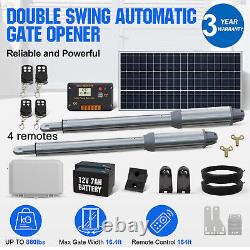 SOLAR AUTOMATIC GATE OPENER DUAL SWING GATE OPENER KIT UP TO 880LB With BATTERY