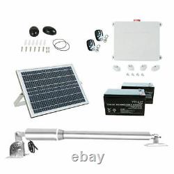 Single Solar Gate Opener Remote Complete Kit Swing Up to 1400lbs With24V Batteries