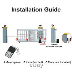 Sliding Electric Gate Opener 2600lb Automatic Motor Remote Kit Heavy Duty Chain