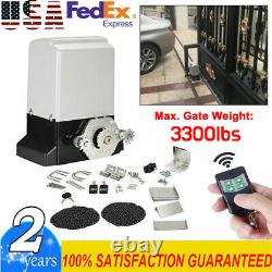 Sliding Electric Gate Opener 3300lbs Automatic Motor Remote Kit With 2 Remotes