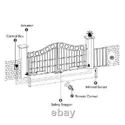 Smart Swing Gate Opener Kit for 8ft 660lb Each with Remote Controls IR Sensors