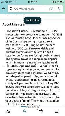 Solar Auto Gate Opener Kit Light Duty Single Gate Operator- 2 Extra Remotes