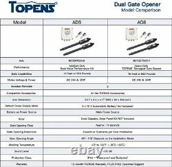 TOPENS AD8 Automatic Gate Opener Kit Heavy Duty Dual Gate Operator for Dual S