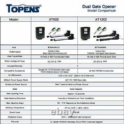 TOPENS AT1202 Automatic Gate Opener Kit Heavy Duty Dual Gate Operator for Dua